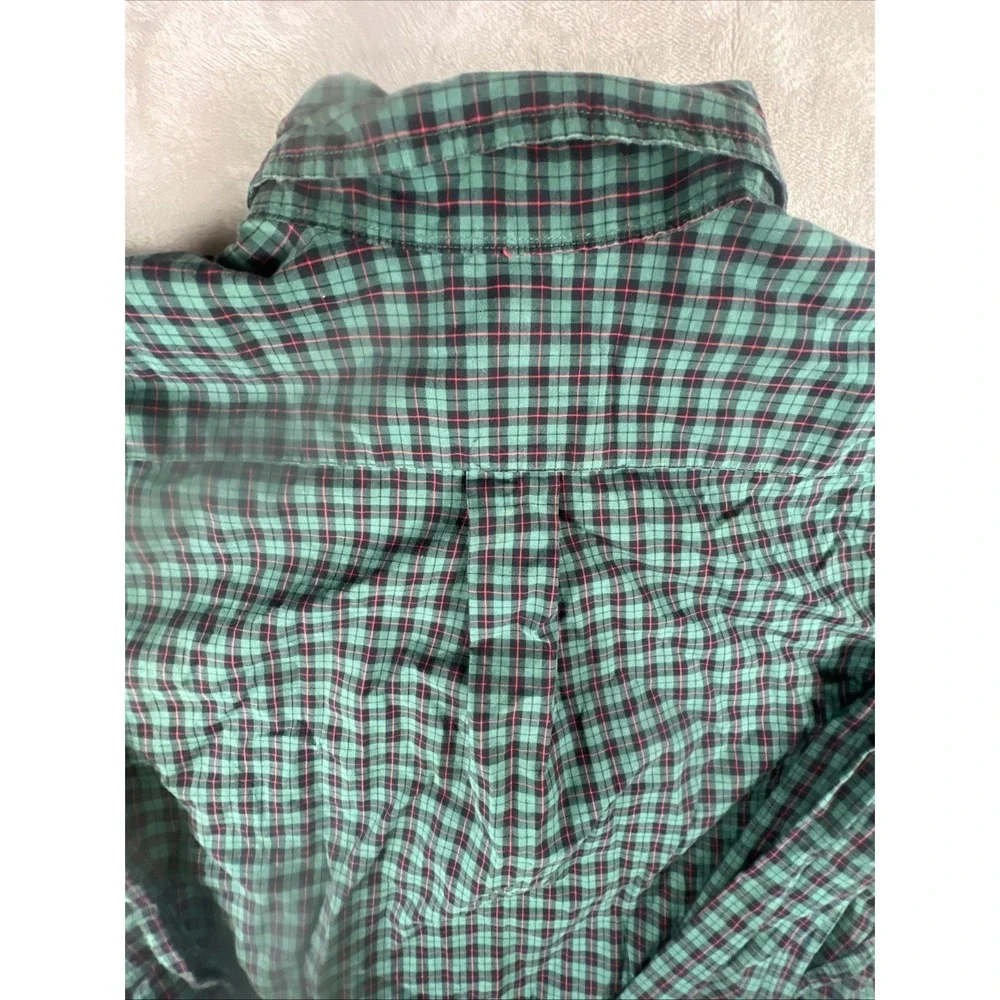 Vtg Polo Ralph Lauren 'Custom Fit' Green Plaid Button-Down Shirt - Size Large